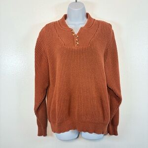 Vintage Gander Mountain Womens V-Neck Sweater Rust Guide Series Henley SzM  90s